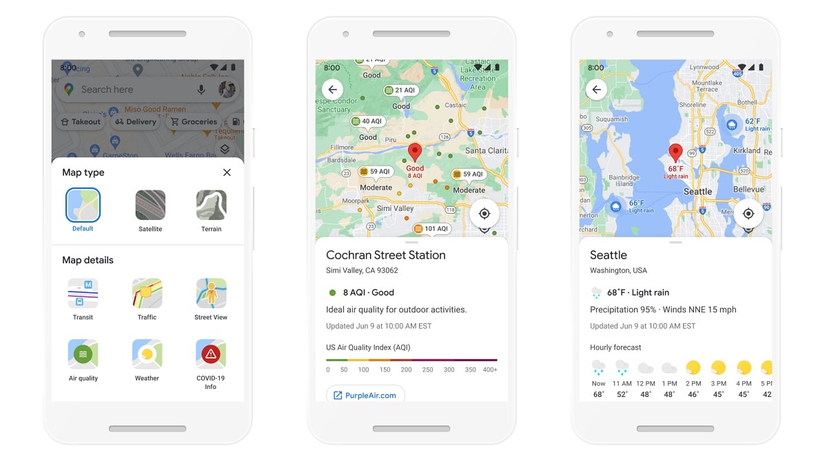 Google Maps sumará pronósticos climáticos e identificación de calidad de aire.