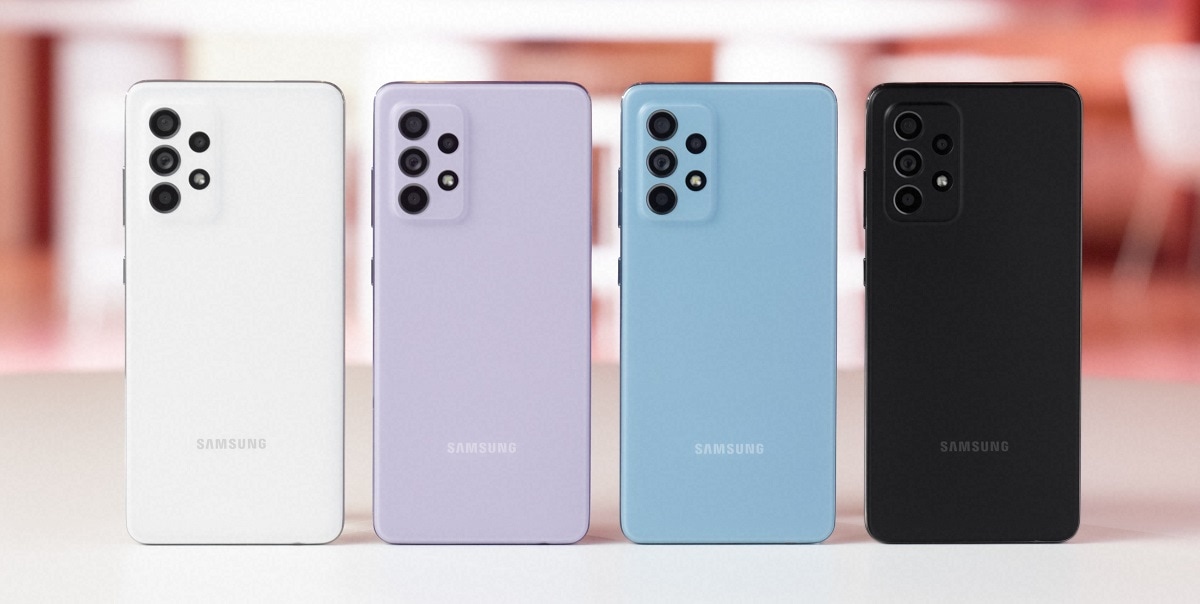 Render oficial de los colores de partida de los Samsung Galaxy A52 y Galaxy A52 5G.