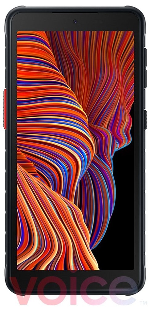 Render filtrado el diseño frontal del Samsung Galaxy XCover 5.