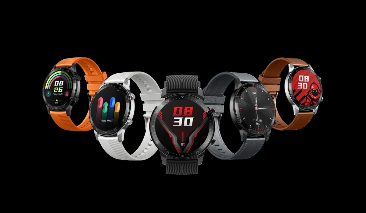 Render promocional del Nubia Red Magic Watch con diferentes mallas y colores.