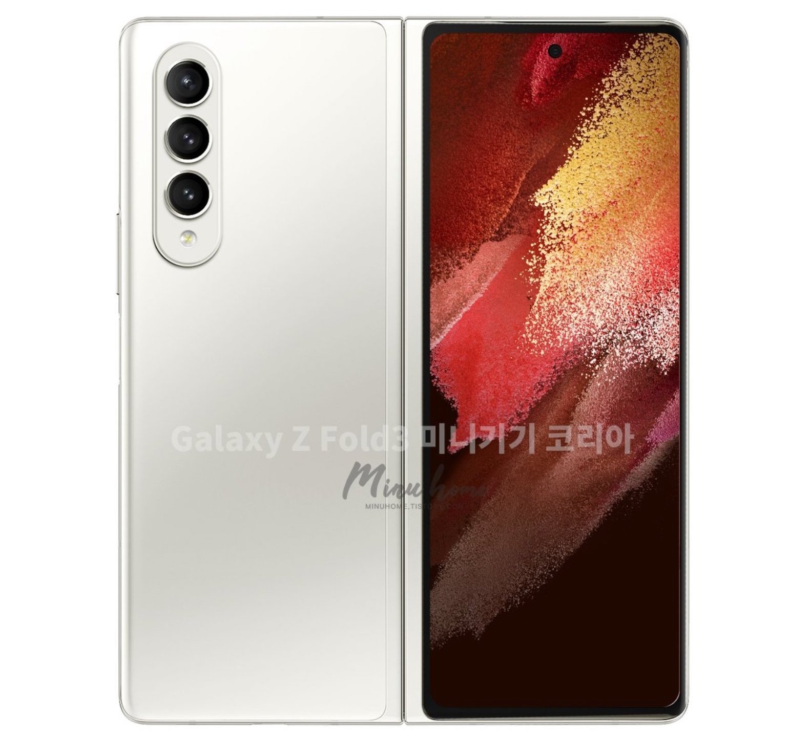 Samsung Galaxy Z Fold 3 en render conceptual blanco