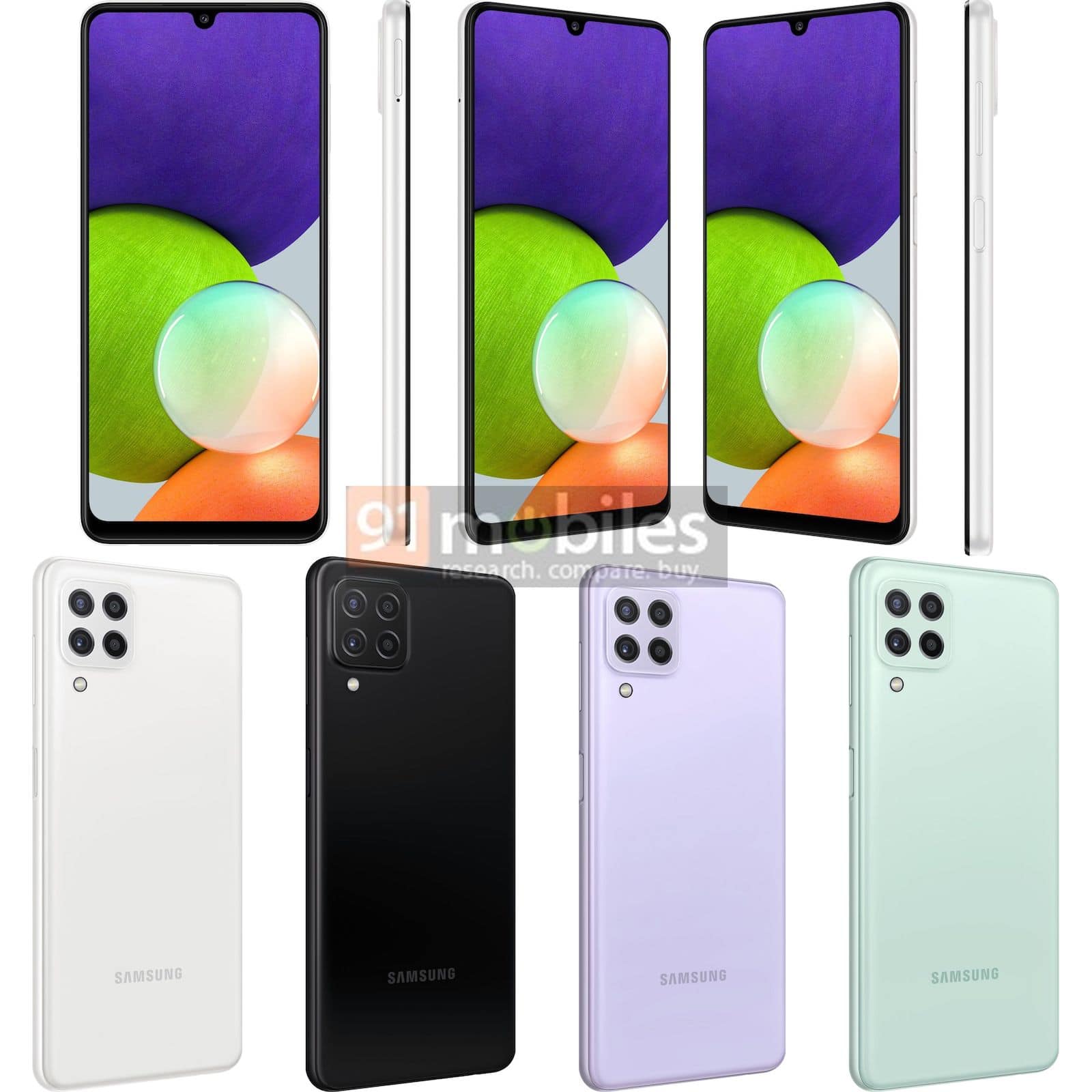 render del Samsung Galaxy A22
