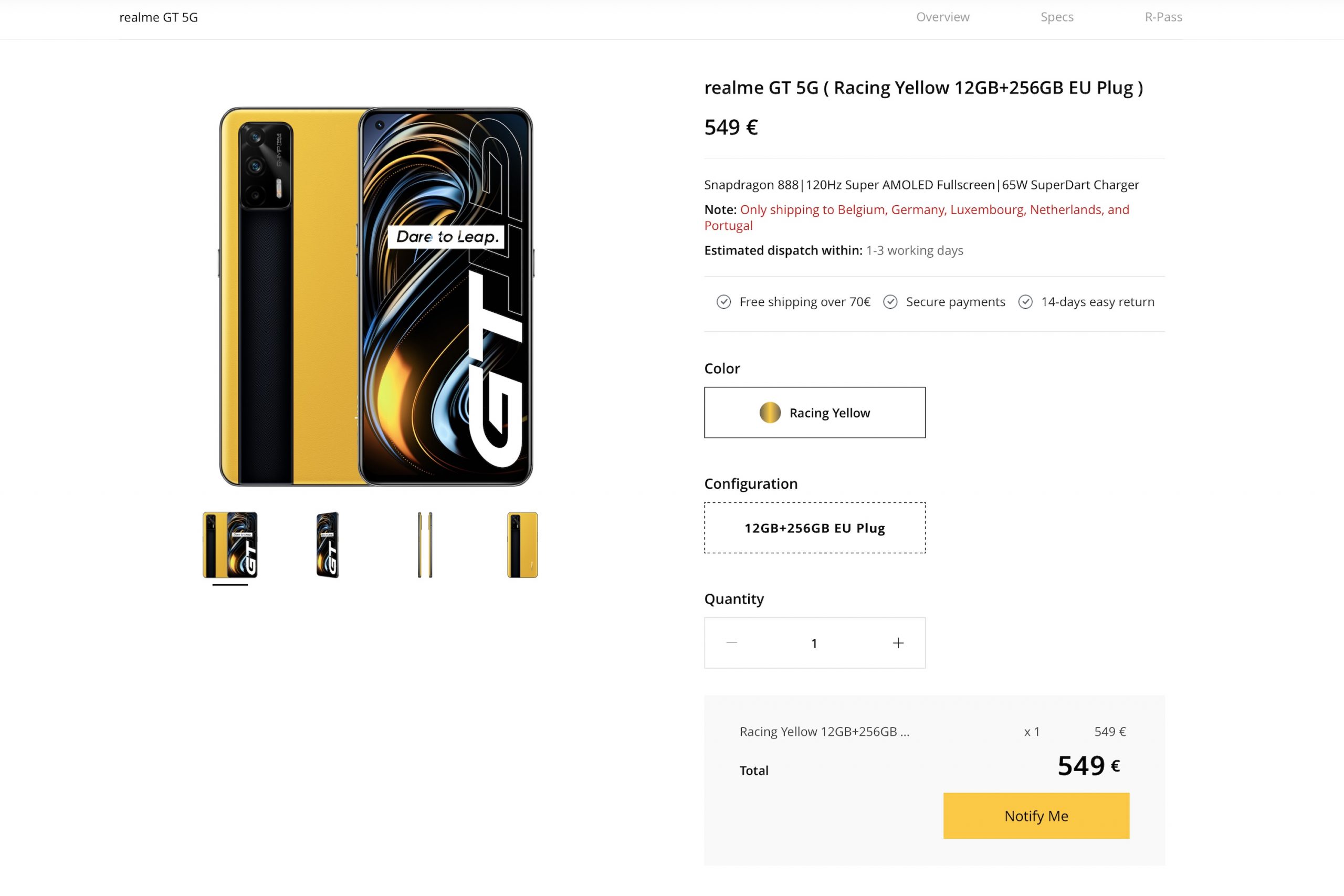 realme gt europa precio