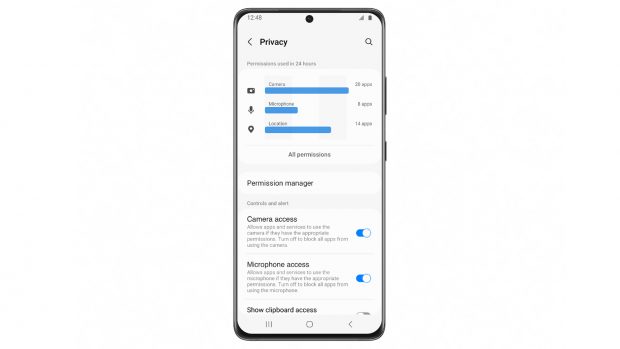 Tablero de privacidad de One UI 4