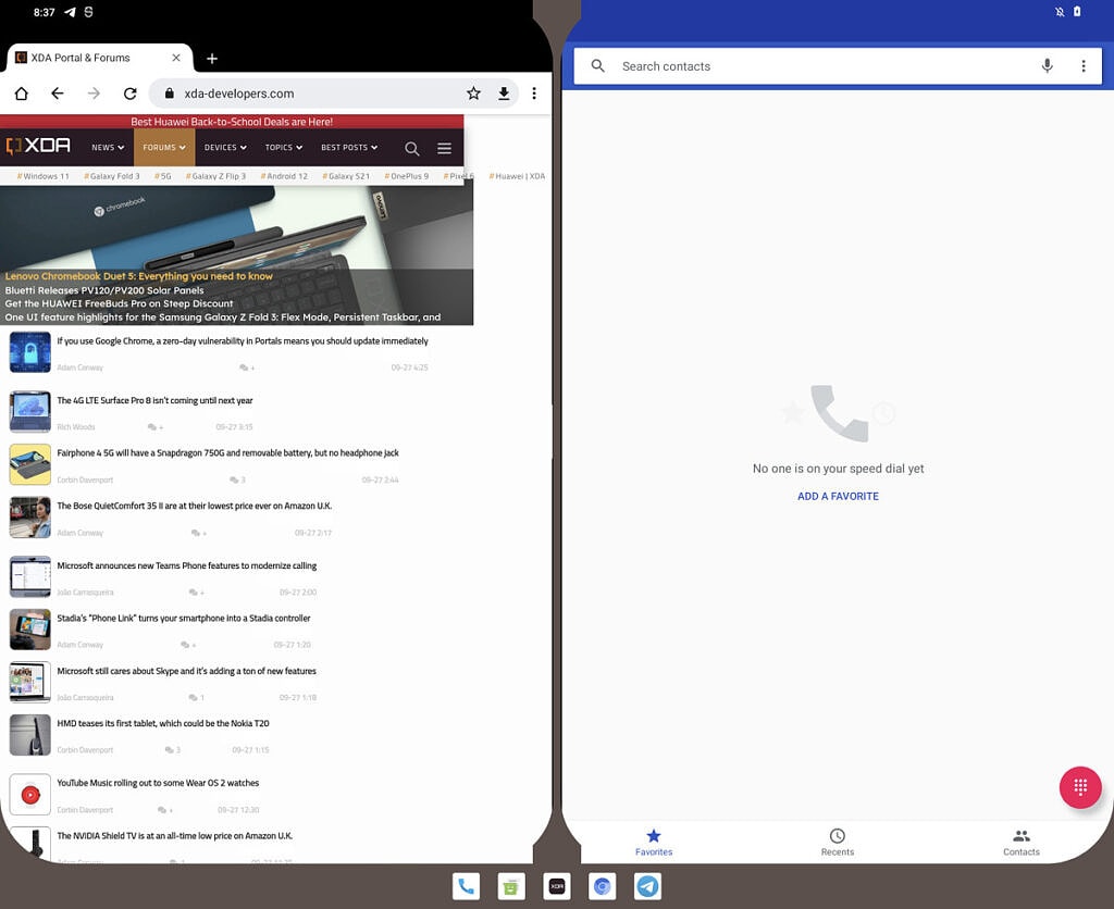 Android 12.1 pantalla dividida