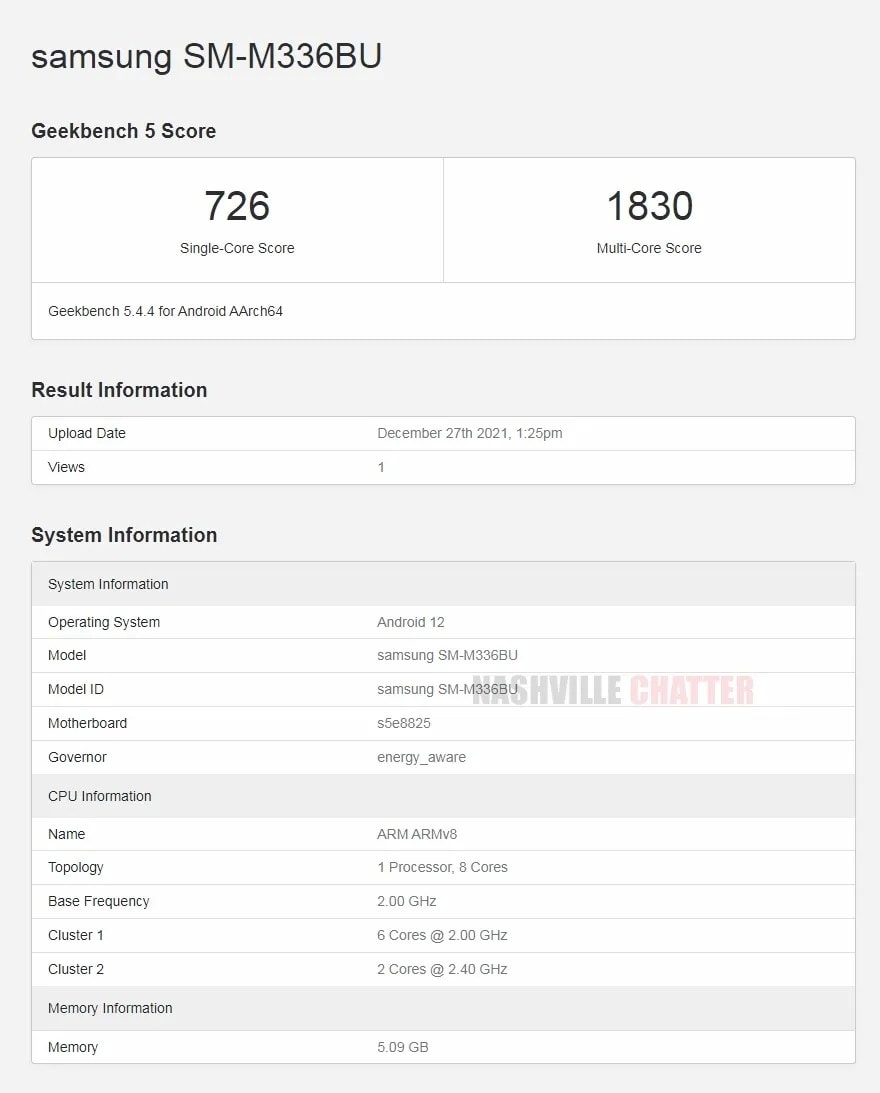 Galaxy M33 5G geekbench