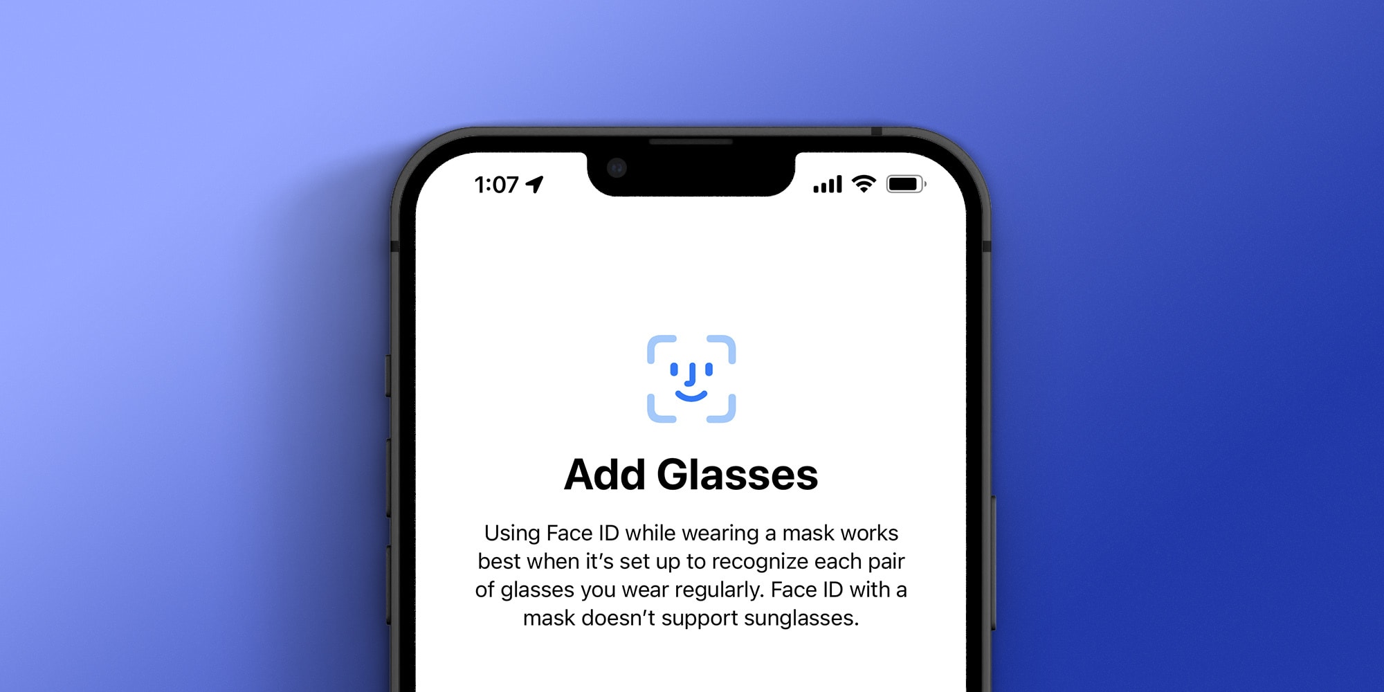 Face ID funciona con anteojos y máscara en iOS 15.4