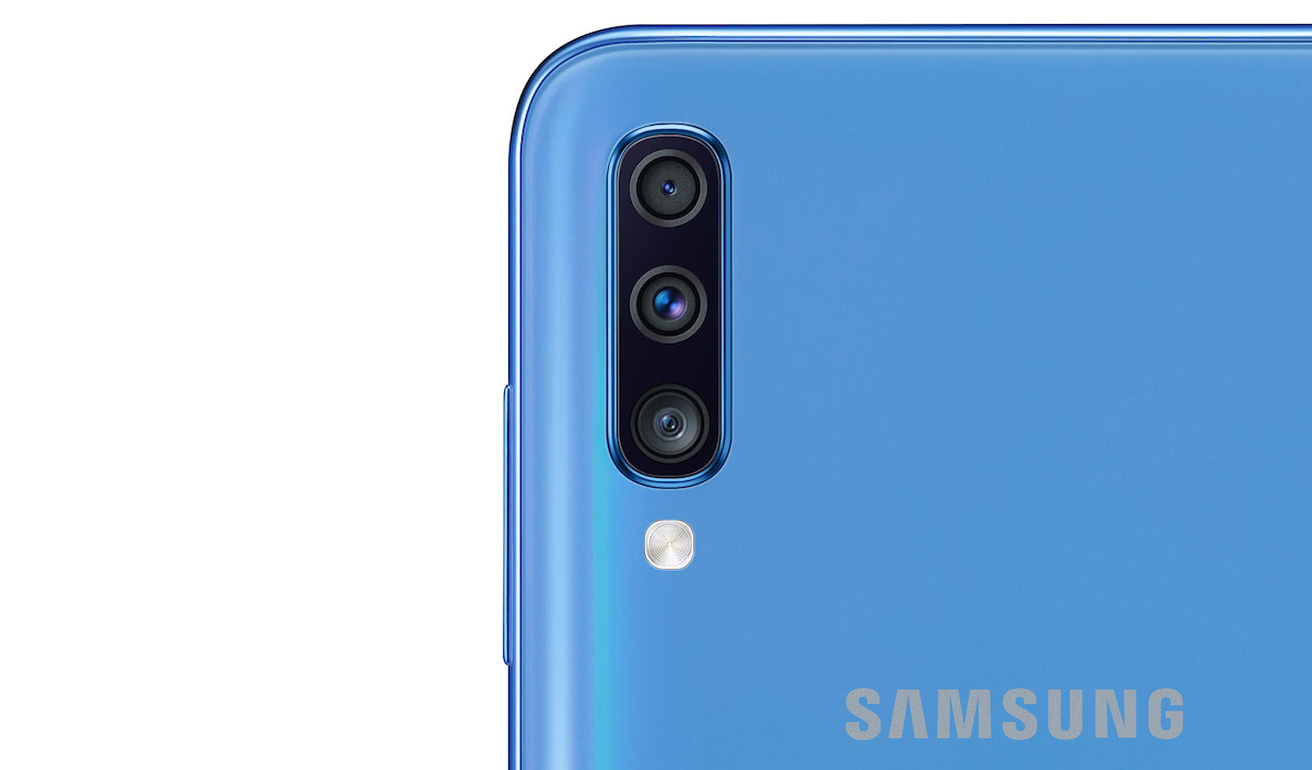 Samsung Galaxy A70, detalle de cámara de fotos trasera